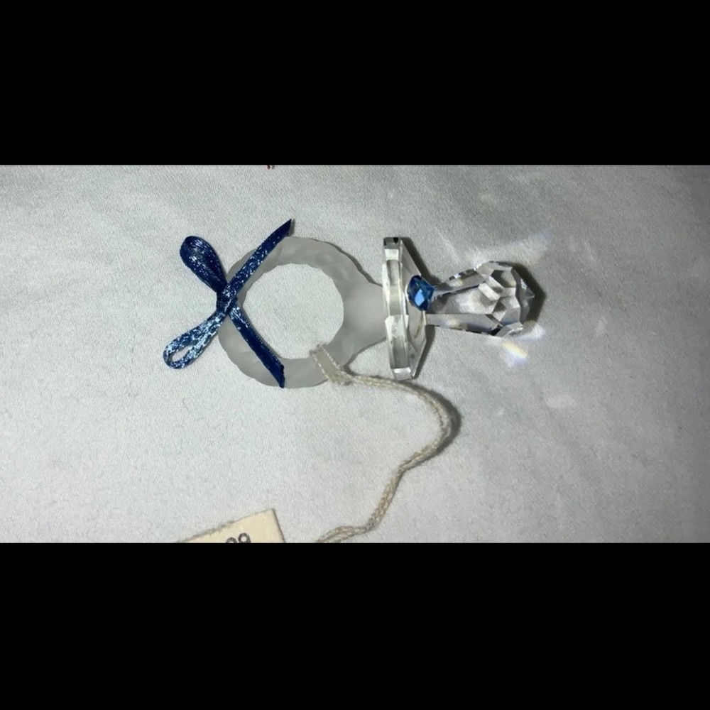 Vintage Blue Heart Accent Crystal Baby Pacifier - Picture 7 of 9